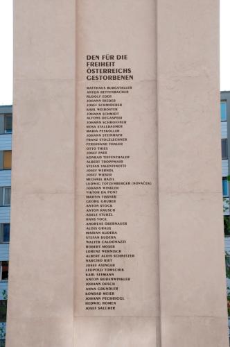 Die Namen "Der für die Freiheit Österreichs Gestorbenen"